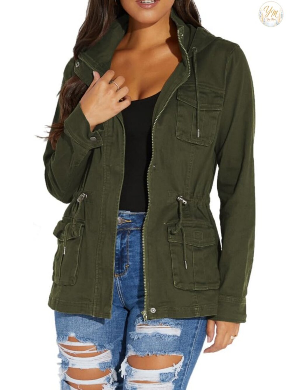 Women's Camouflage Military Casual Jacket Long Sleeve Full Zip Up Lightweight